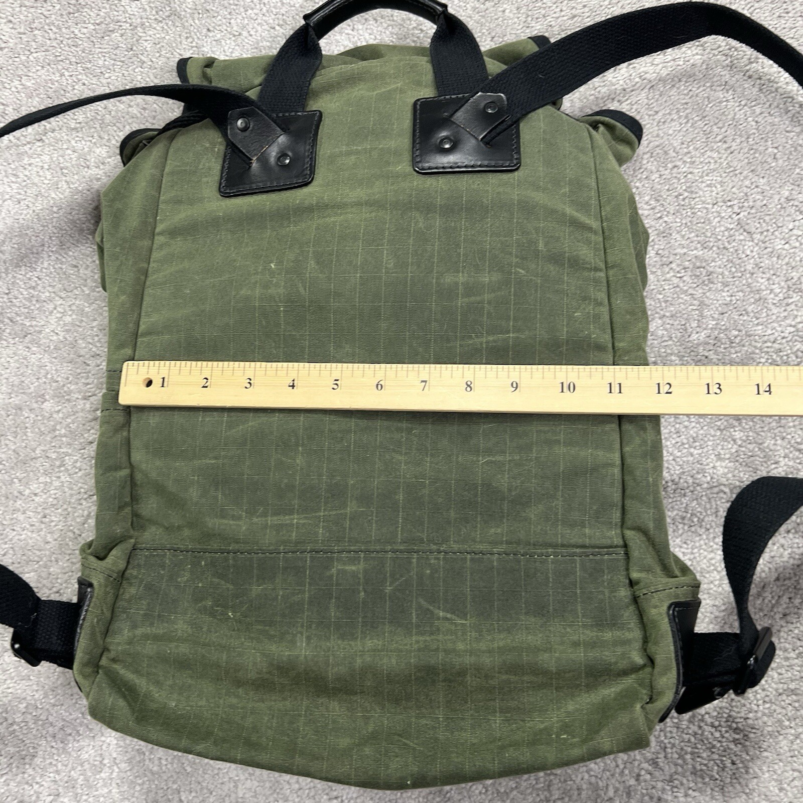 TANNER GOODS Olive Green Fabric Voyager Unisex Backpack Flaw