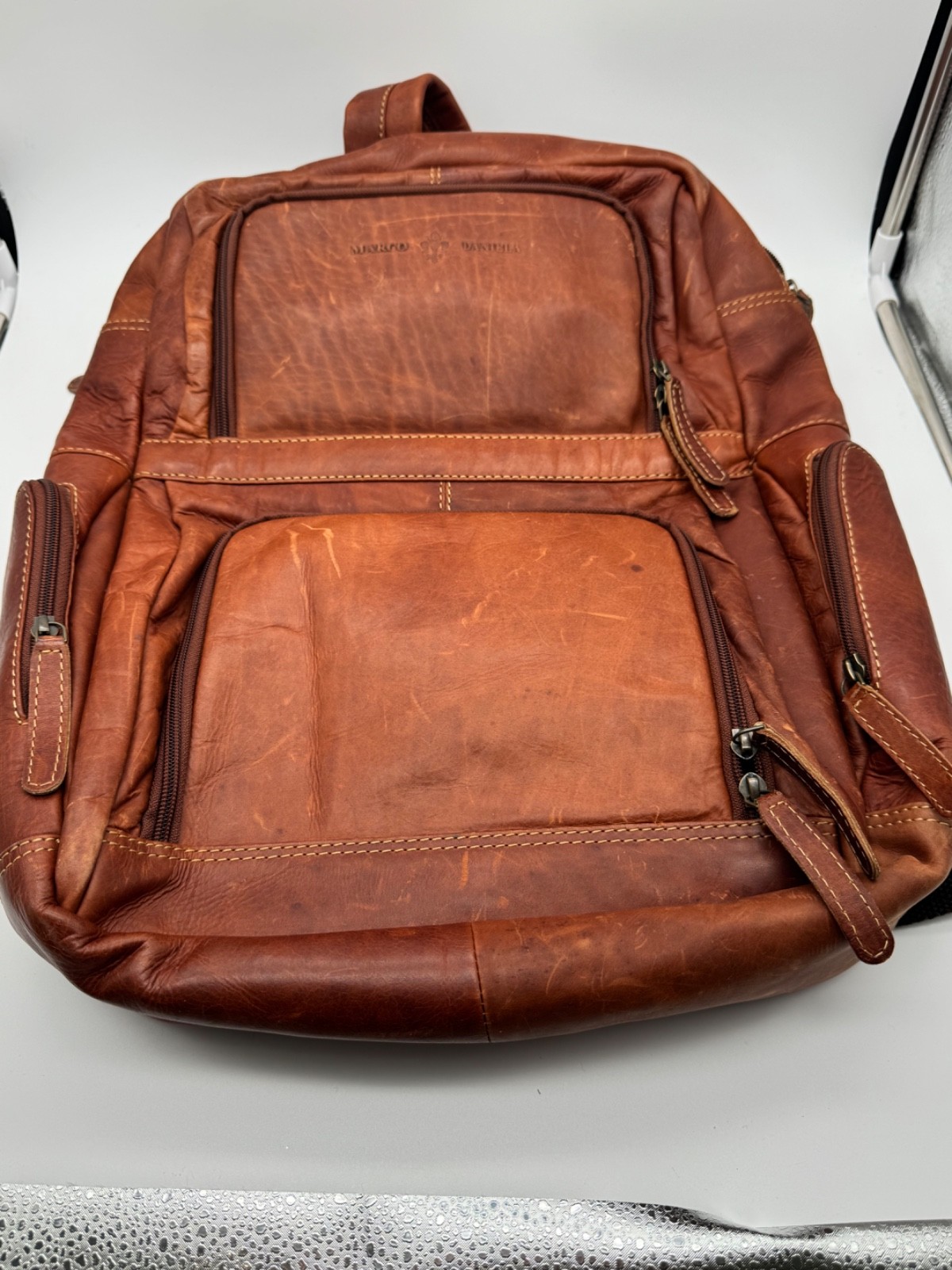 Marco Daniela distressed brown genuine leather backpack / laptop bag
