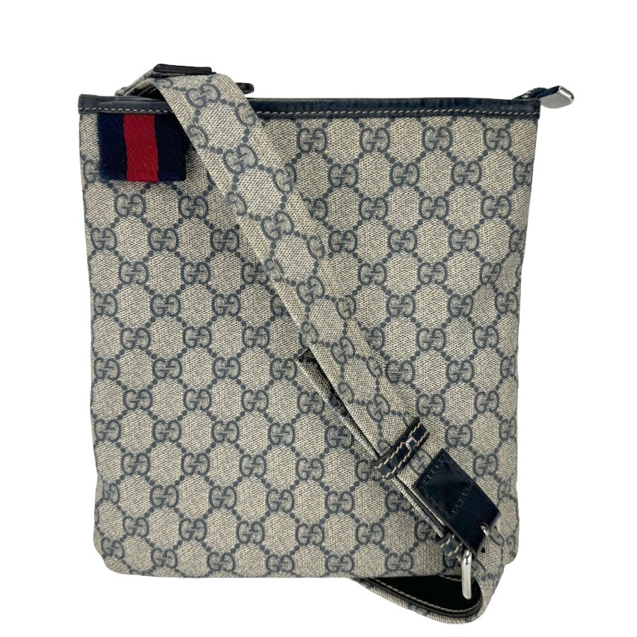 Gucci 246413 F2AFN 4080 GG Supreme Shoulder Bag Gray Navy