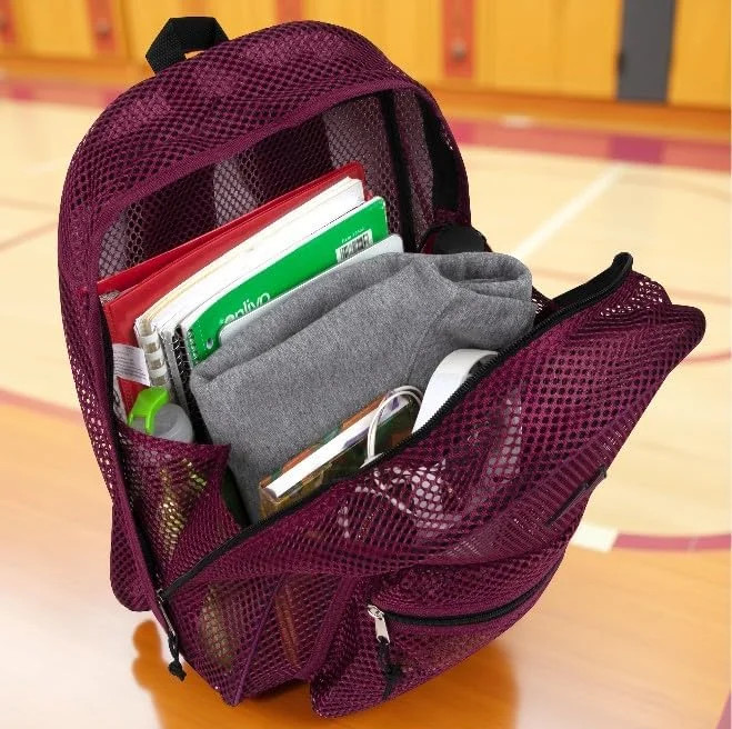 Mesh Backpacks for Kids, Adults, School, Beach, and Travel, Purple, Large