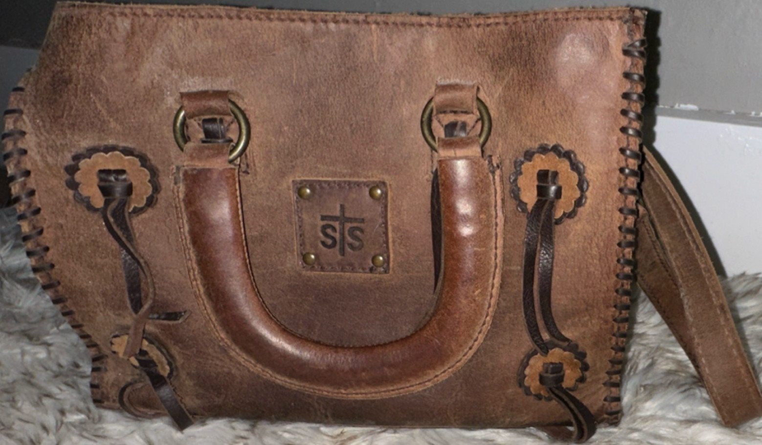 STS Brown Men’s Briefcase with Zipper, Top Handle, Adjustable Strap
