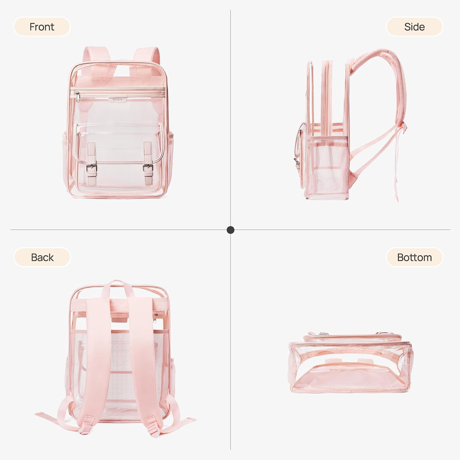 Clear Backpack with Multi-Pockets, Heavy Duty TPU Transparent Bag with Reinforce