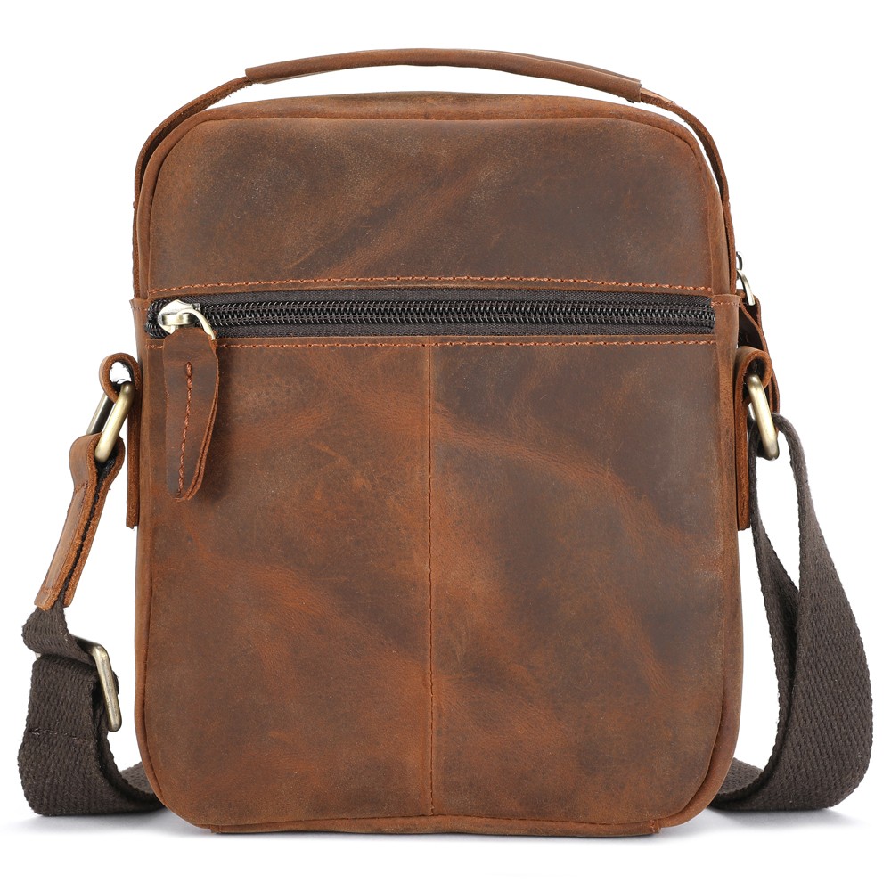 LEBULLBRO Men Crazy Horse Leather Sling Shoulder Crossbody Bags Vintage Handbag