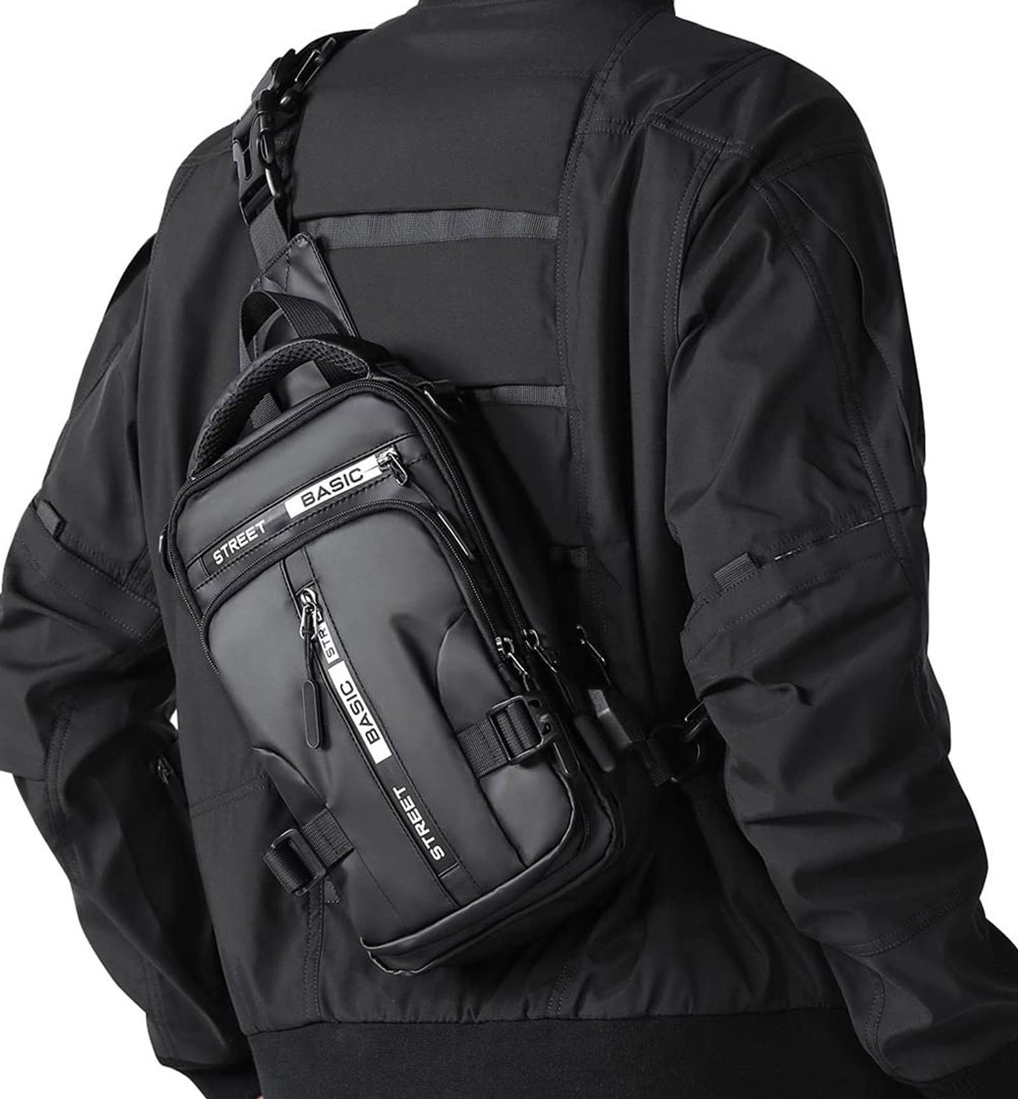 SEAFEW Anti Theft Sling Crossbody Backpack Shoulder Bag Small, Black-small