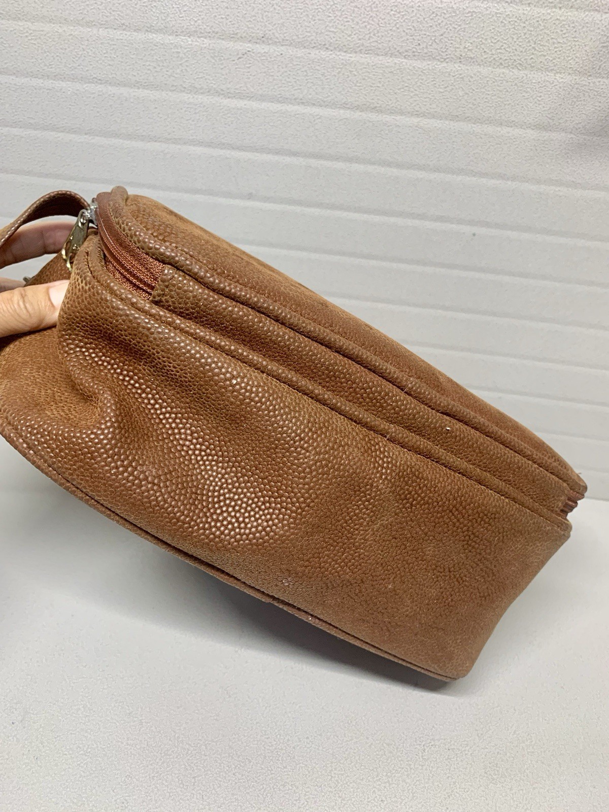 Vintage Lagerfeld Dopp Toiletry Bag Brown Leather ~See Photos/Read Description