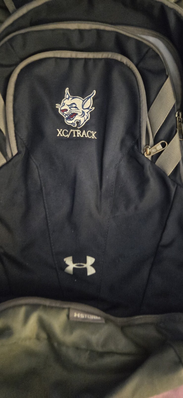 Under Armour Backpack Navy Gray Logo Water-Resistant B70