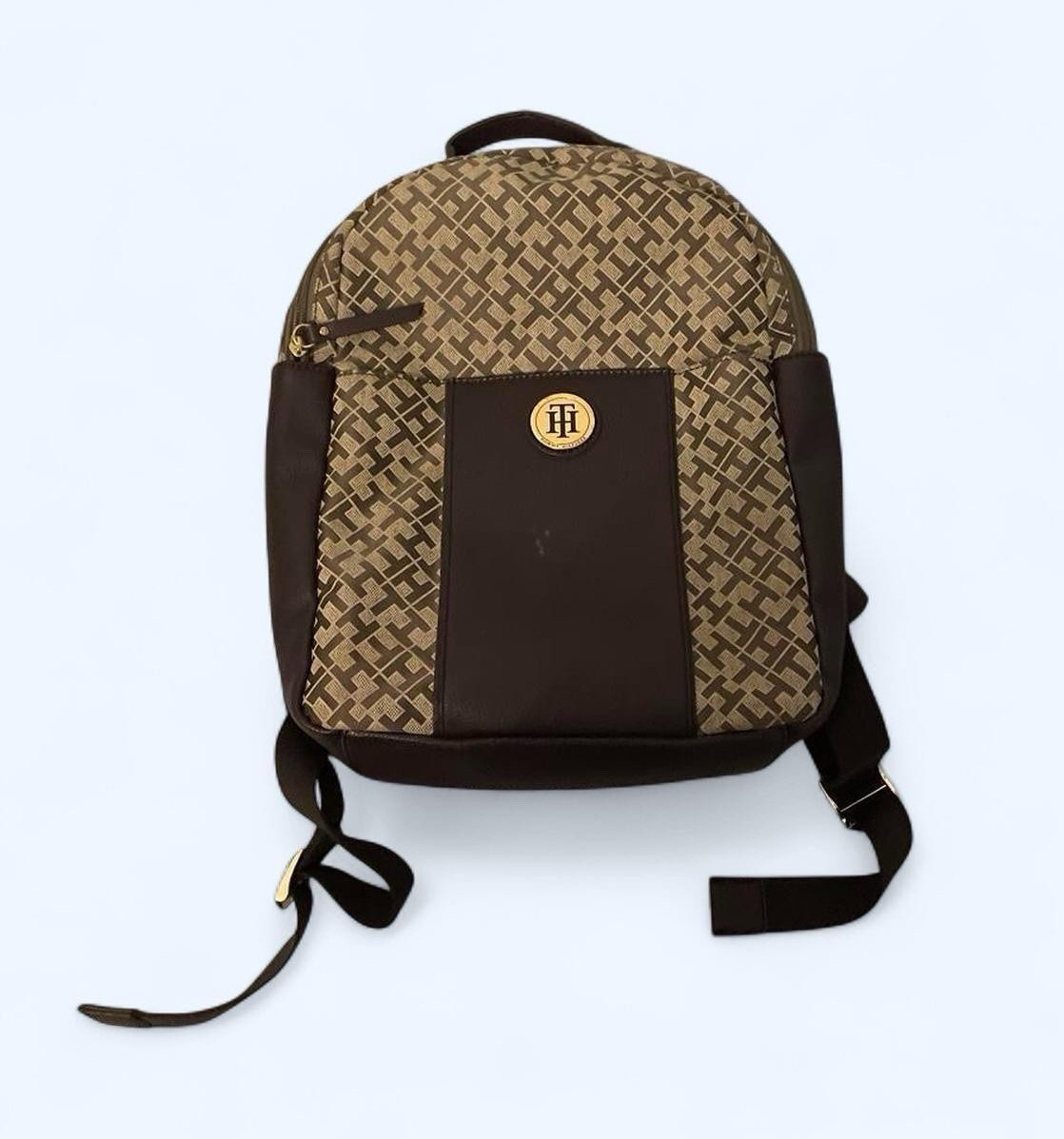 Tommy Hilfiger Men’s Logo Backpack Brown/Black Zip, Adjustable Strap Pockets