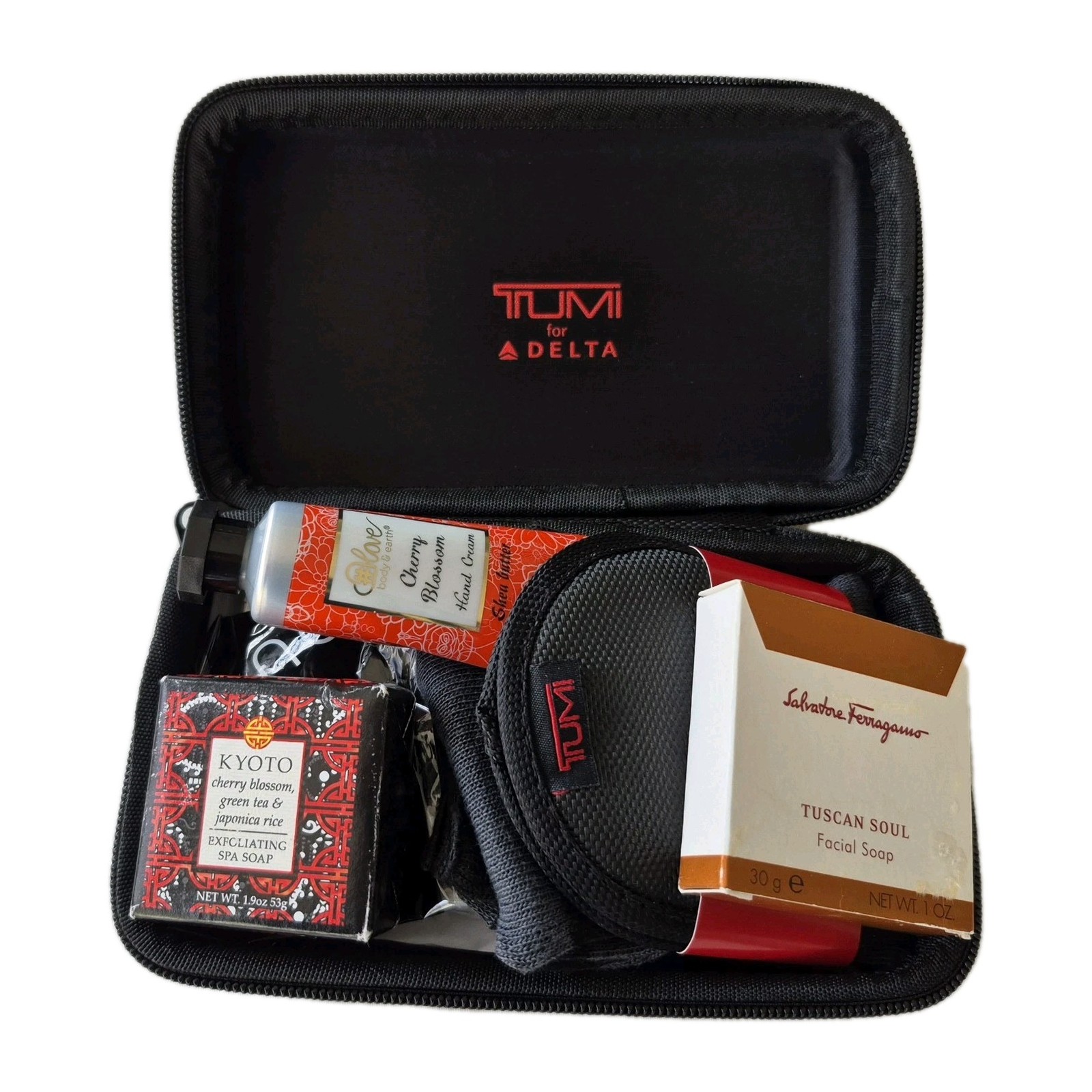 Tumi Delta Accessory Hard Shell Zip Case Black Eye Mask Upgraded Travel Items