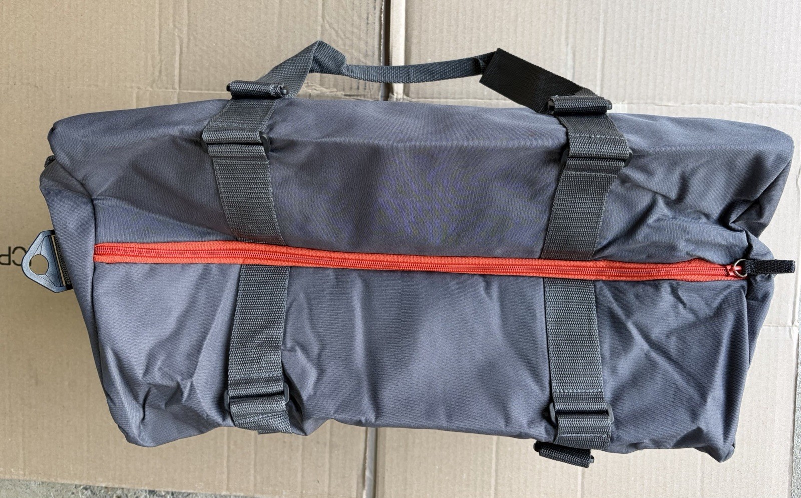 Hugo BOSS Mens Gray Travel Gym Weekender Duffle Bag 20″ Orange LOGO