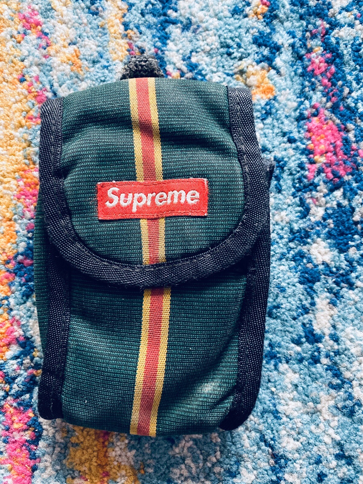Used Supreme Camera Pouche Green Box Logo Gray Black, Green Bags