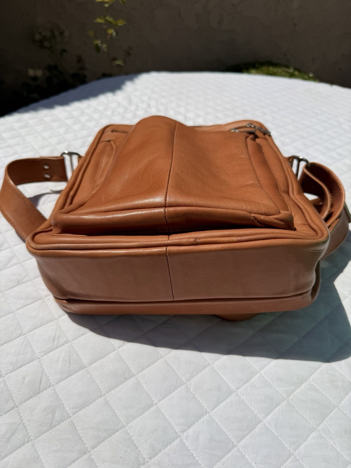 Nice Piel Chestnut Brown Leather Bag Colombian Made Padded Satchel Messenger Bag