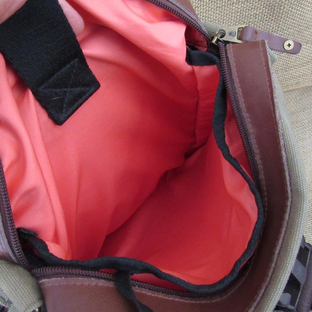 ANVANDA Green / Brown Men’s Backpack Zip Buckle Adjustable Strap Inner Pockets