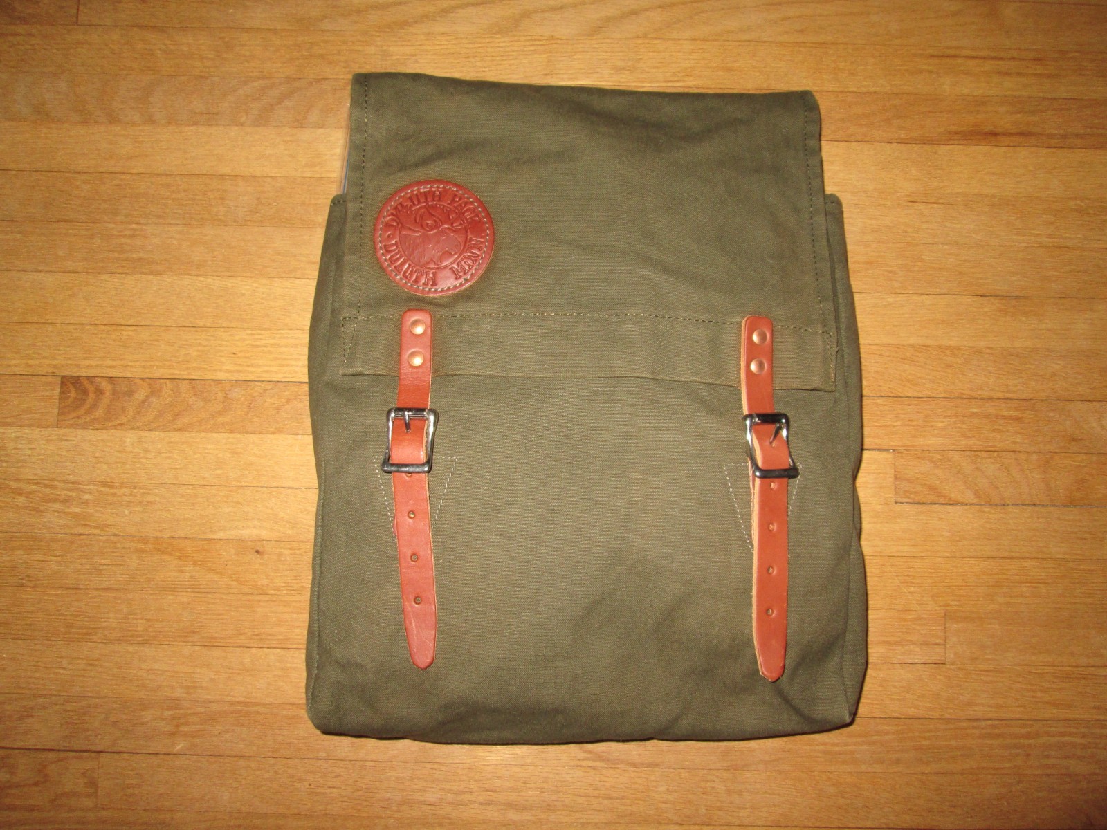 DULUTH PACK #51 Utility Backpack Olive Canvas w/Brown Leather Trim Adjustable