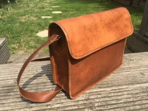 Men’s Vintage Real Leather Satchel School Military Shoulder Bag Messenger Bag