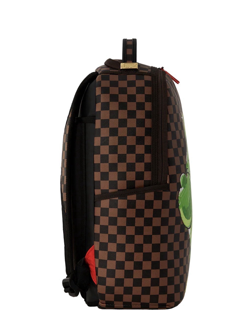 Sprayground Shark In Paris Brown Checkered Money Bear Backpack School Books Bag