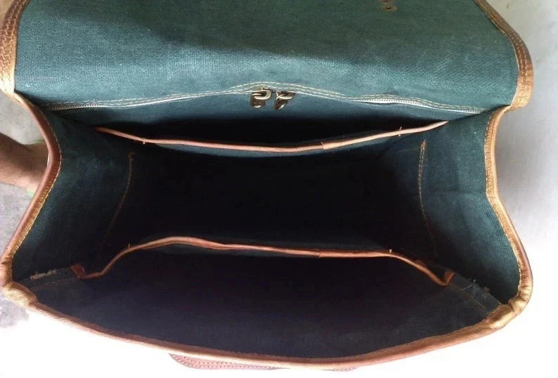 Aesthetic Leather Vintage Messenger Bag Brown Shoulder Satchel Crossbody