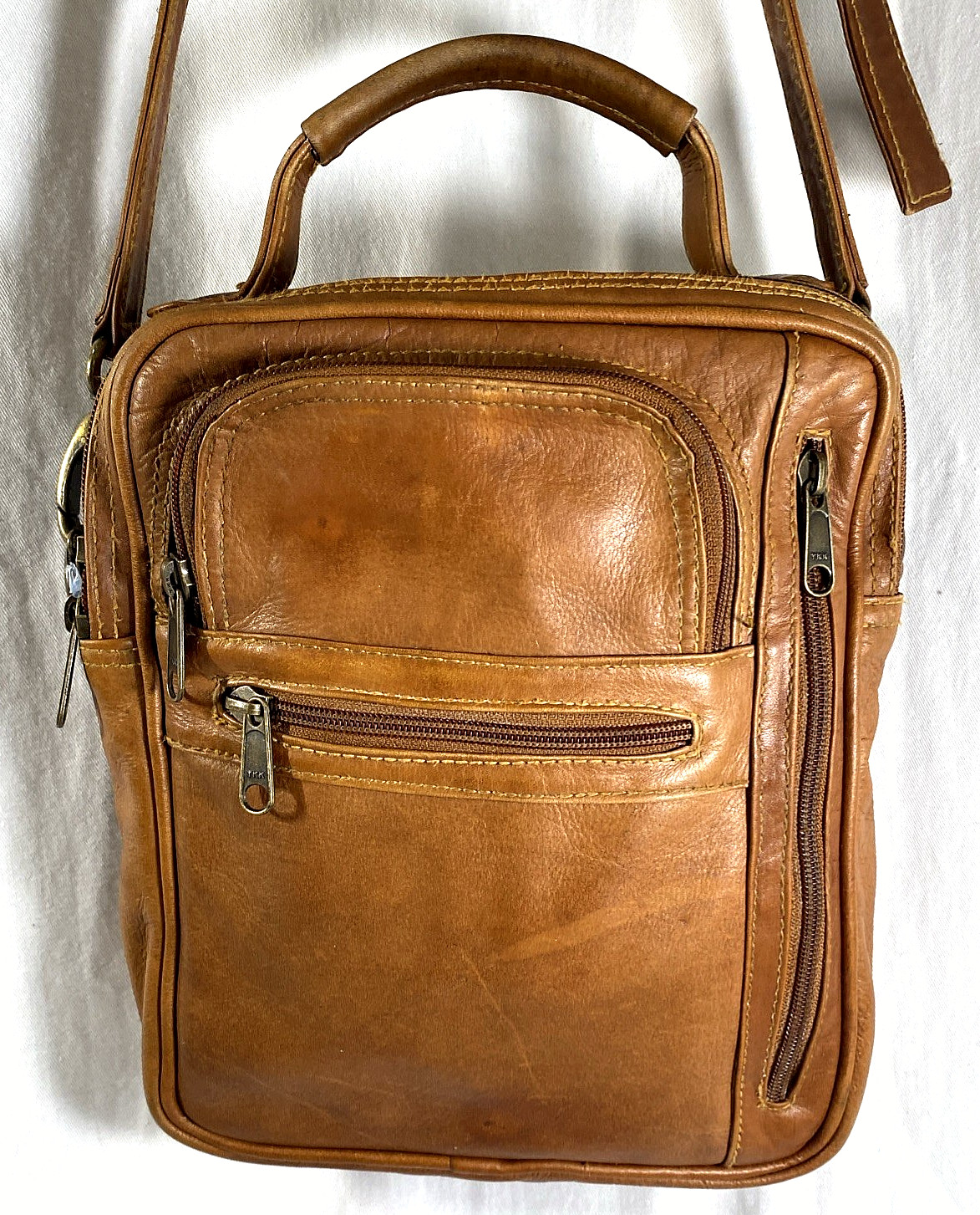 Made In Columbia Brown Leather Bag Unisex Practical Shoulder Strap Top Handle