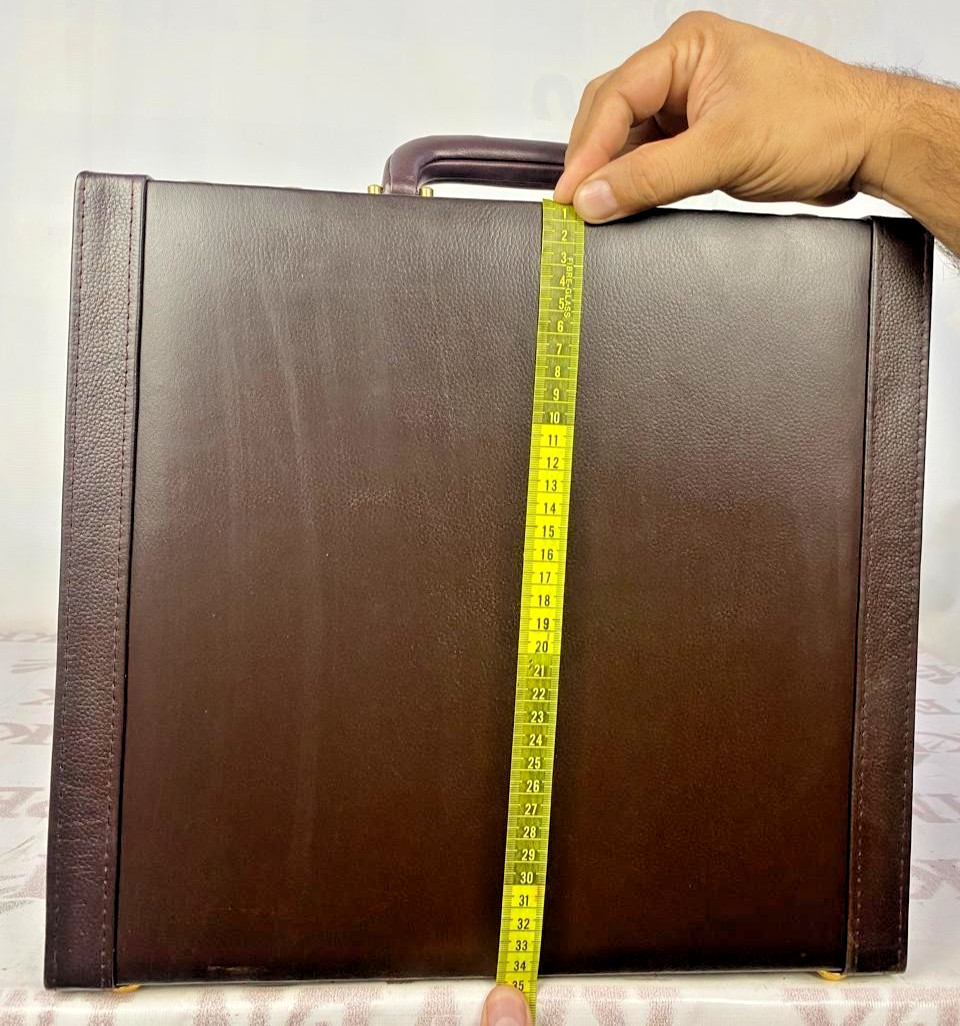 Black Leather Attache Briefcase Combination Lock Business Document Case Office