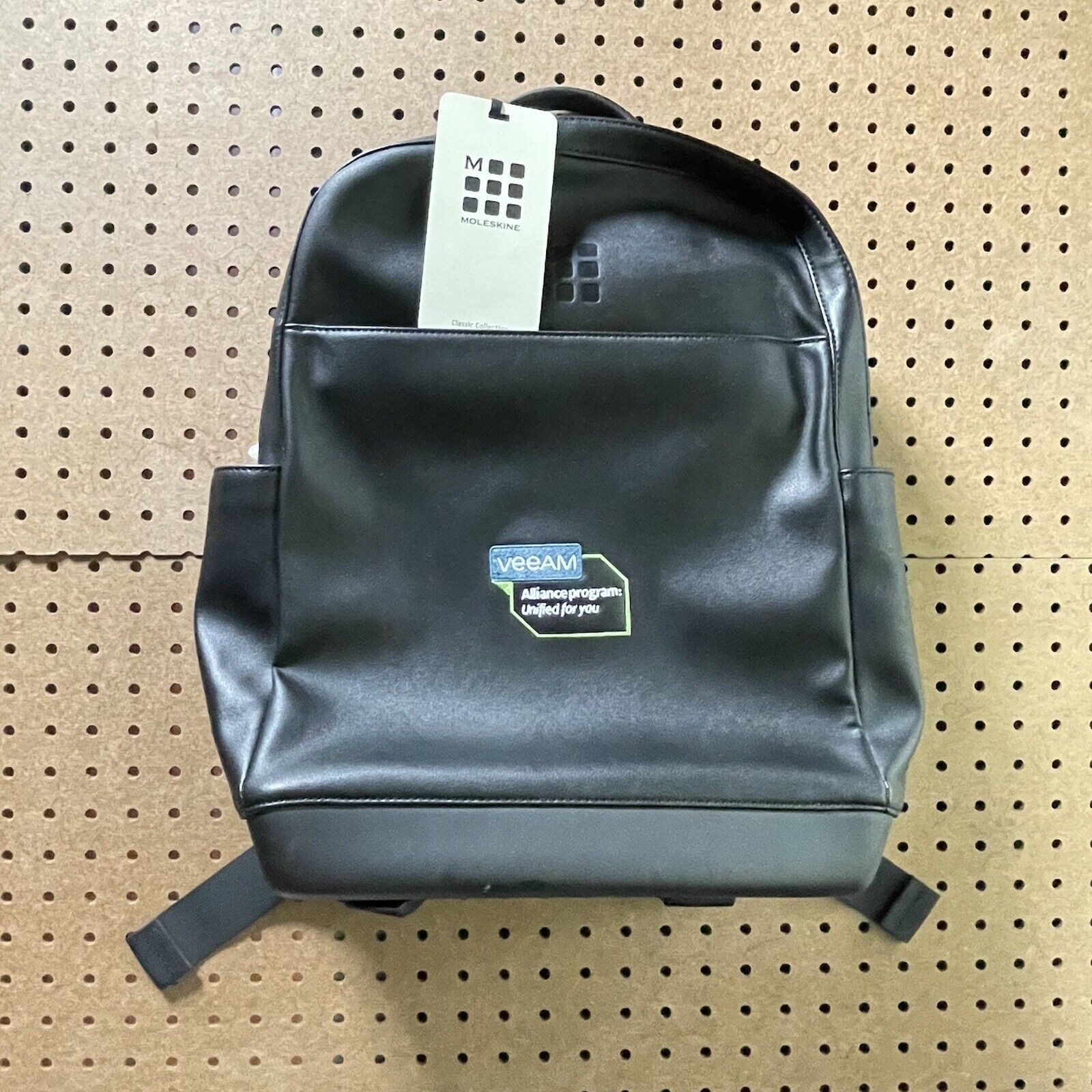 NWT Moleskine Brand Pro Backpack Classic Leather Collection Black Adult $339