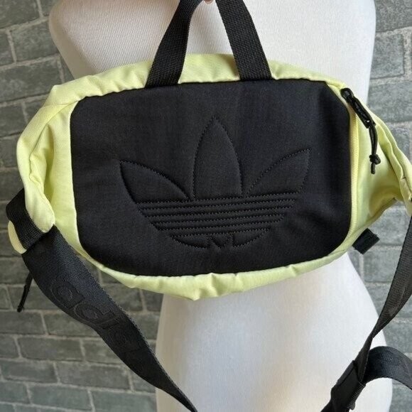 Adidas Utility Yellow And Black Crossbody Wide Strap Fannypack Sling Waistbag