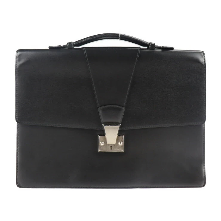 Cartier Must Line Briefcase Business Bag Leather Black 27x37x4cm pre-owned