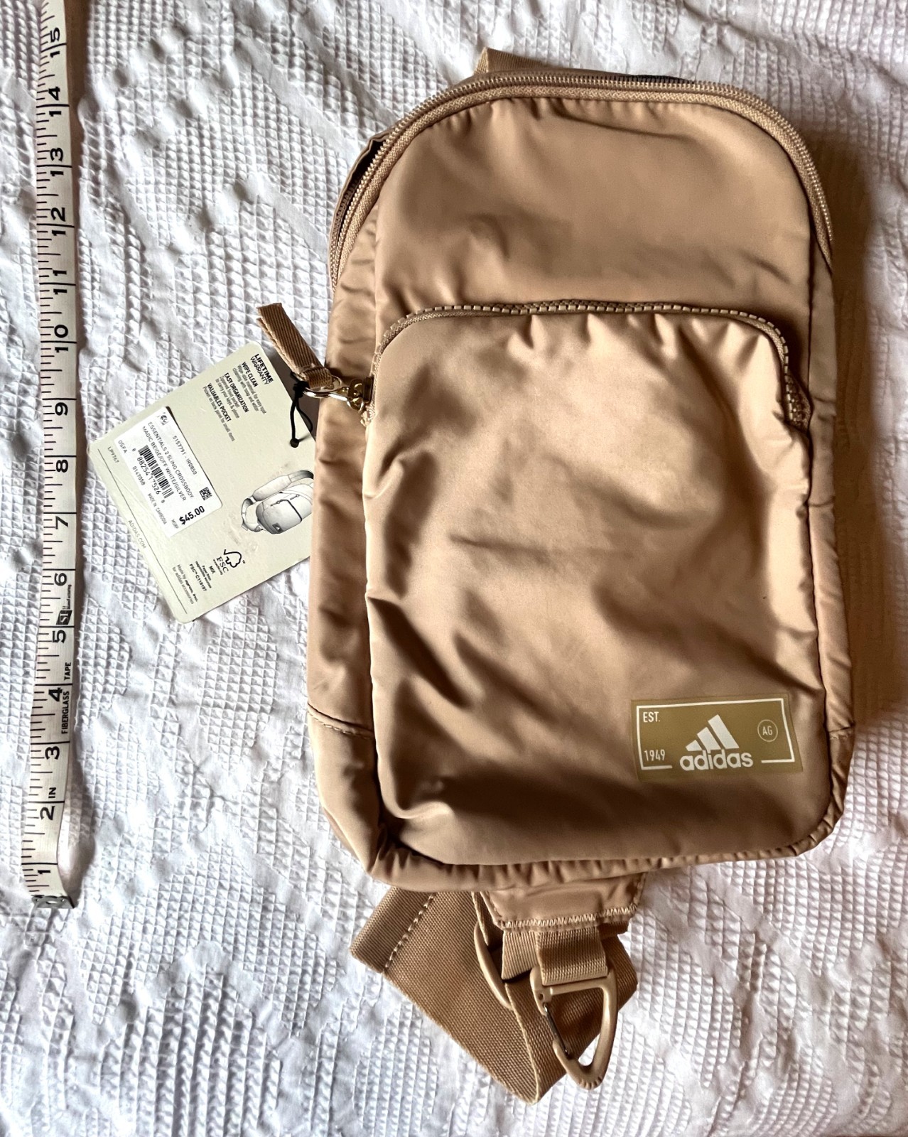 NWT Adidas Essentials 2 Sling Crossbody Bag Magic Beige Off White Gilver Unisex