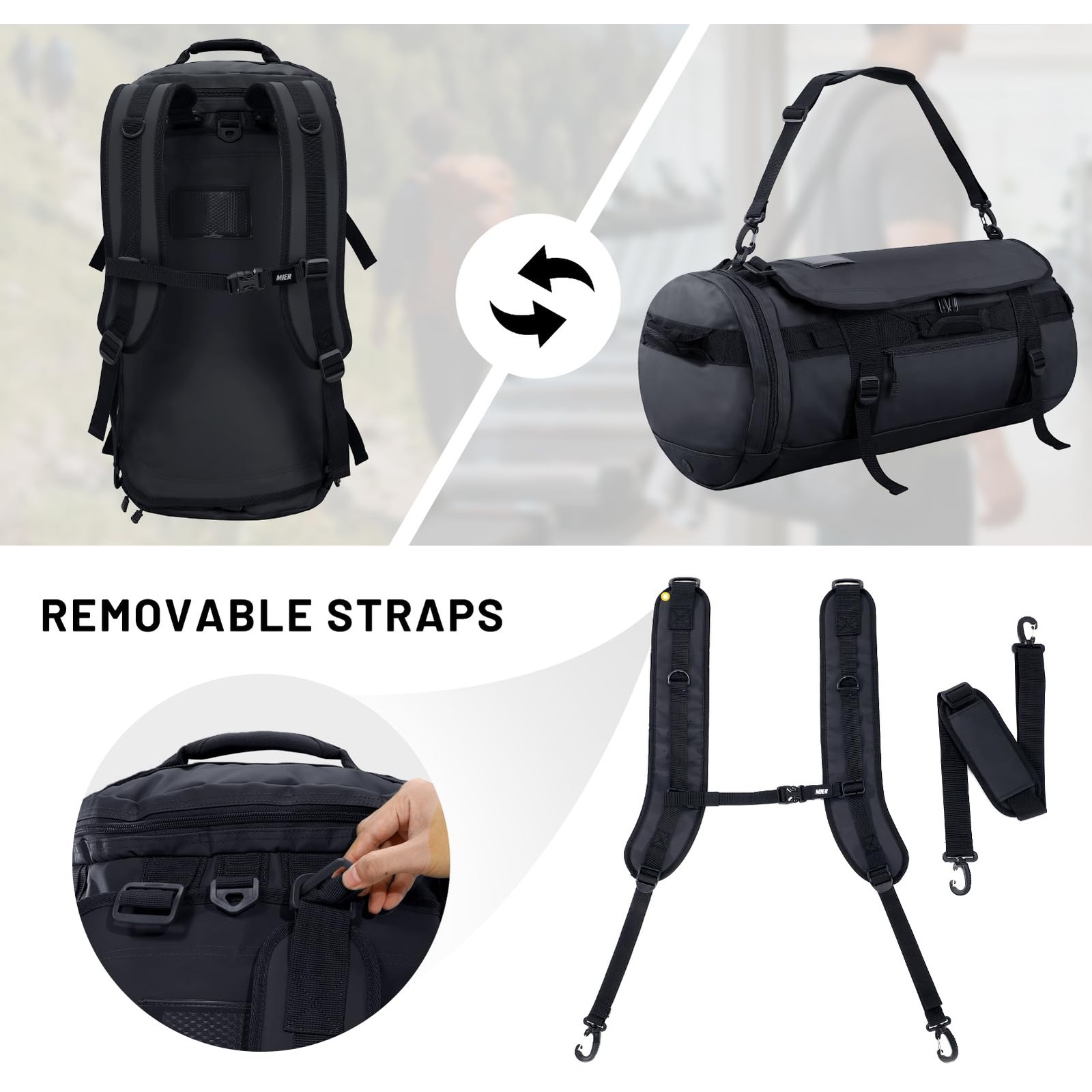 Large Duffle Bag Backpack for Travel Camping Gym Sports, 45L/60L/90L