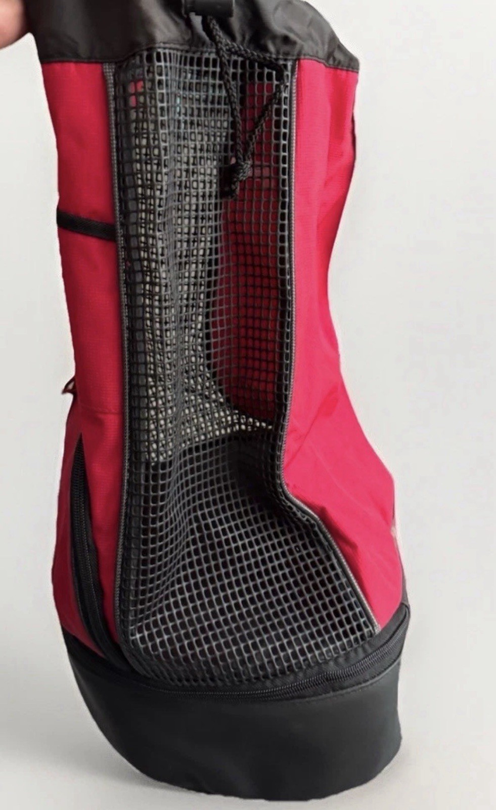 Red and Black Canvas and Mesh Drawstring Pouch or Sports Bag
