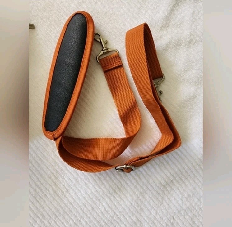 Men’s Orange/Brown Laptop Briefcase Document Case Zip, Top Handle, Strap