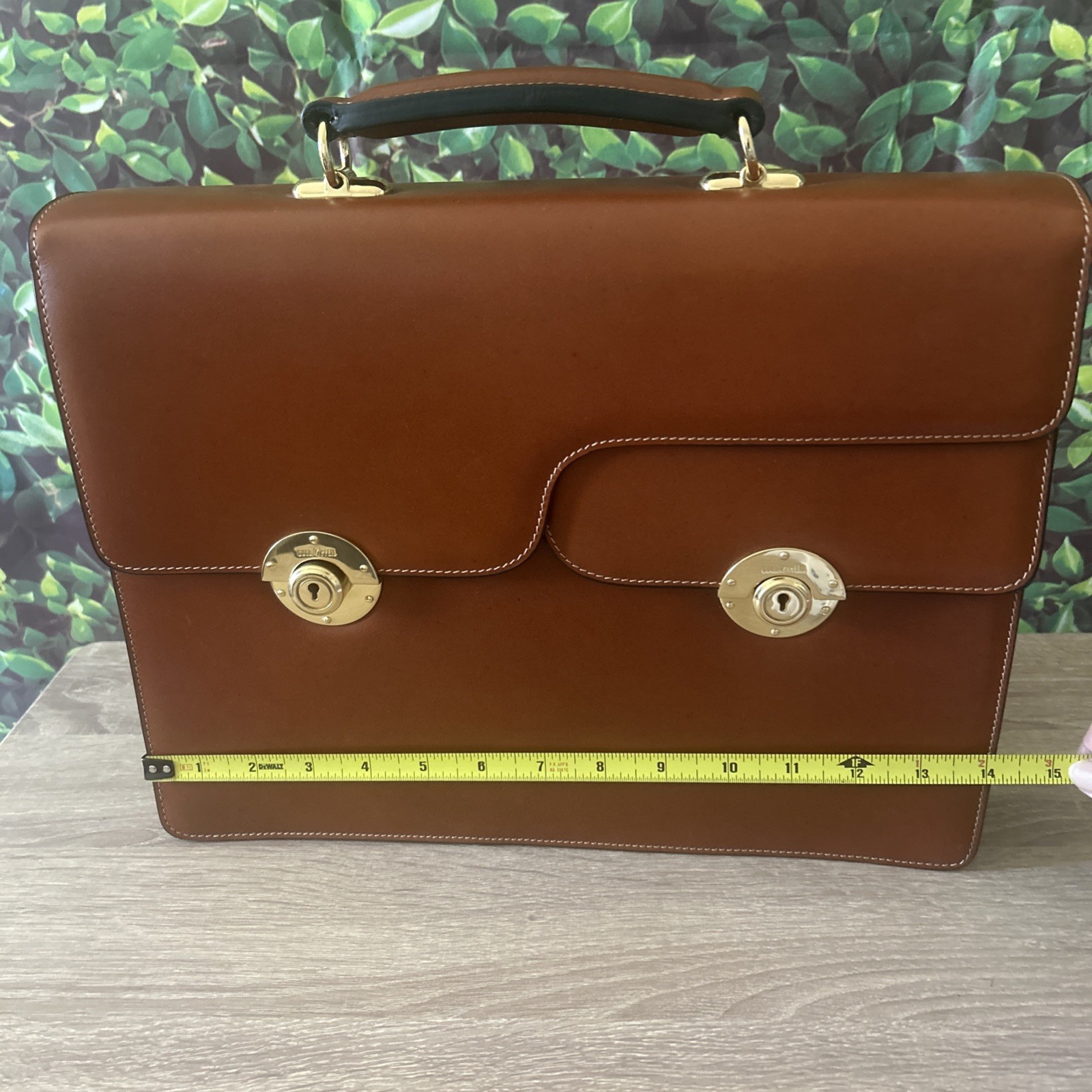 GOLDPFEIL Brown Leather Briefcase Portfolio Germany Gold Pfeil