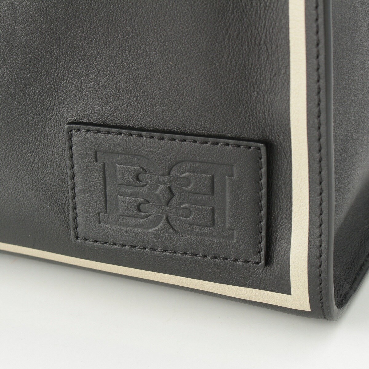 BALLY Crystalia Tote Shoulder Bag Black Leather 38x38x13cm pre-owned