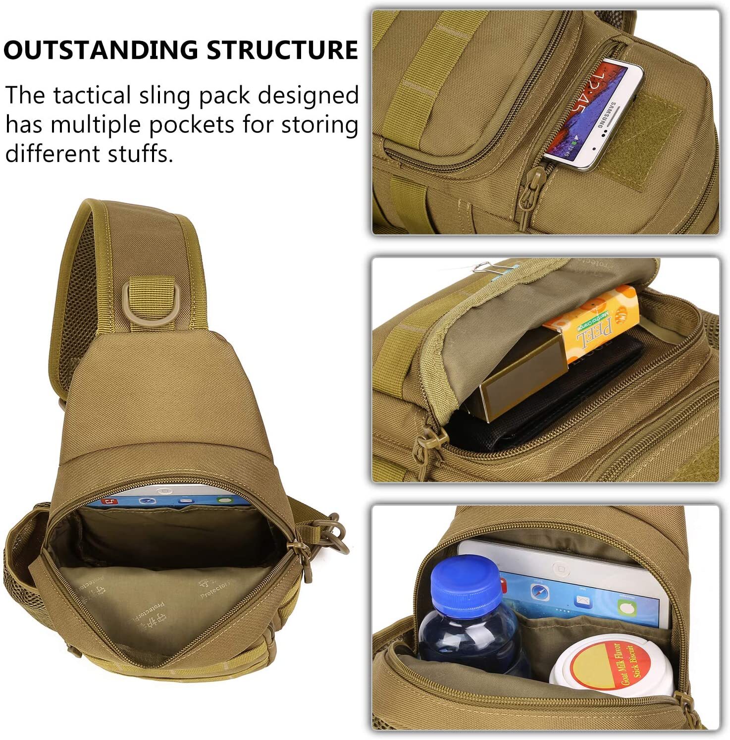 Tactical Backpack Sling Bag Men Military Crossbody Pack Chest Shoulder Backpack