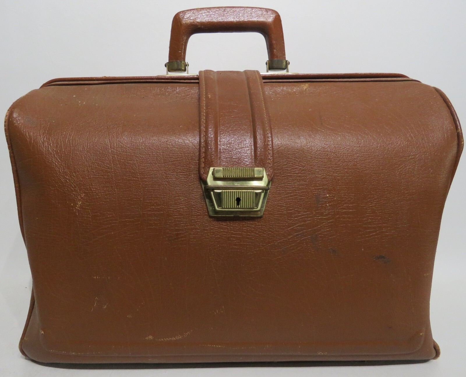 Hard Case Brown Travel Briefcase/Dr Bag Brass Latch w/Historical Interest (NASA)