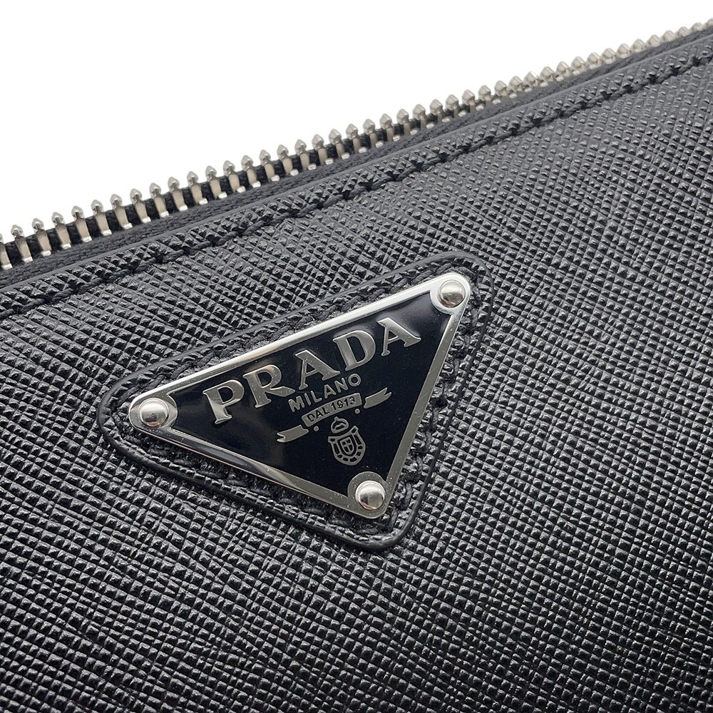 PRADA Clutch Bag Saffiano Leather Black 2VF056
