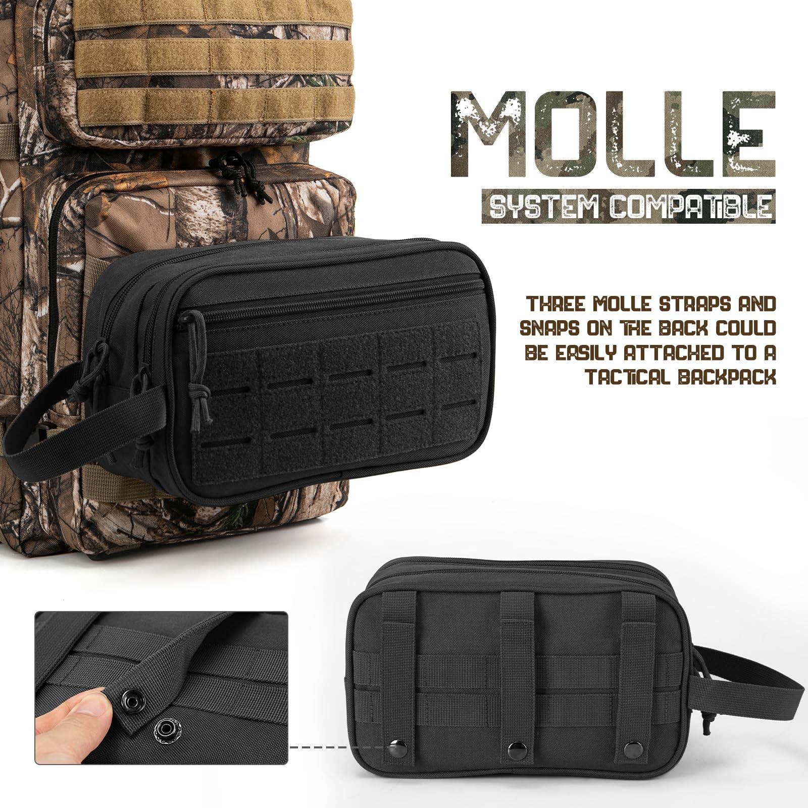 QT&QY Tactical Toiletry Bag For Men 10.4 x 4.3 x 5.9 inches, 1 US Black
