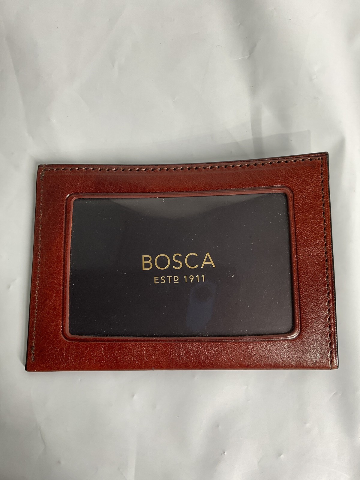 Bosca Men’s Washed Collection Weekend Wallet Coin or Card Case Dark Brown U1
