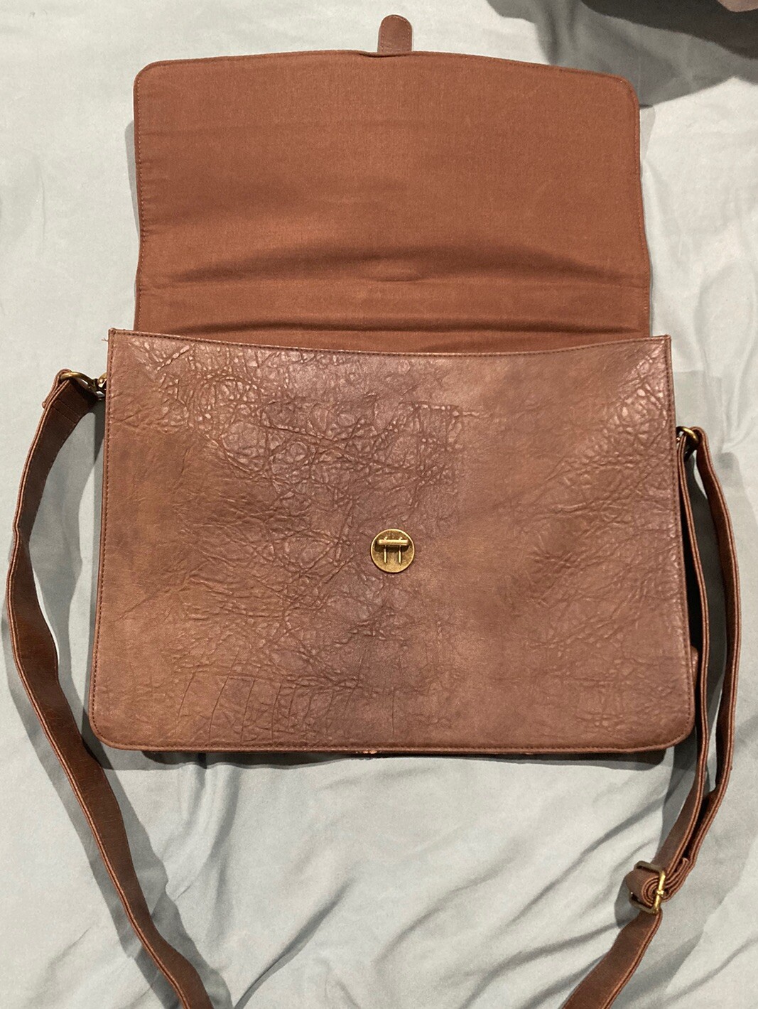 Mens Asos Smart Briefcase Messenger Bag Document Folder – Brown