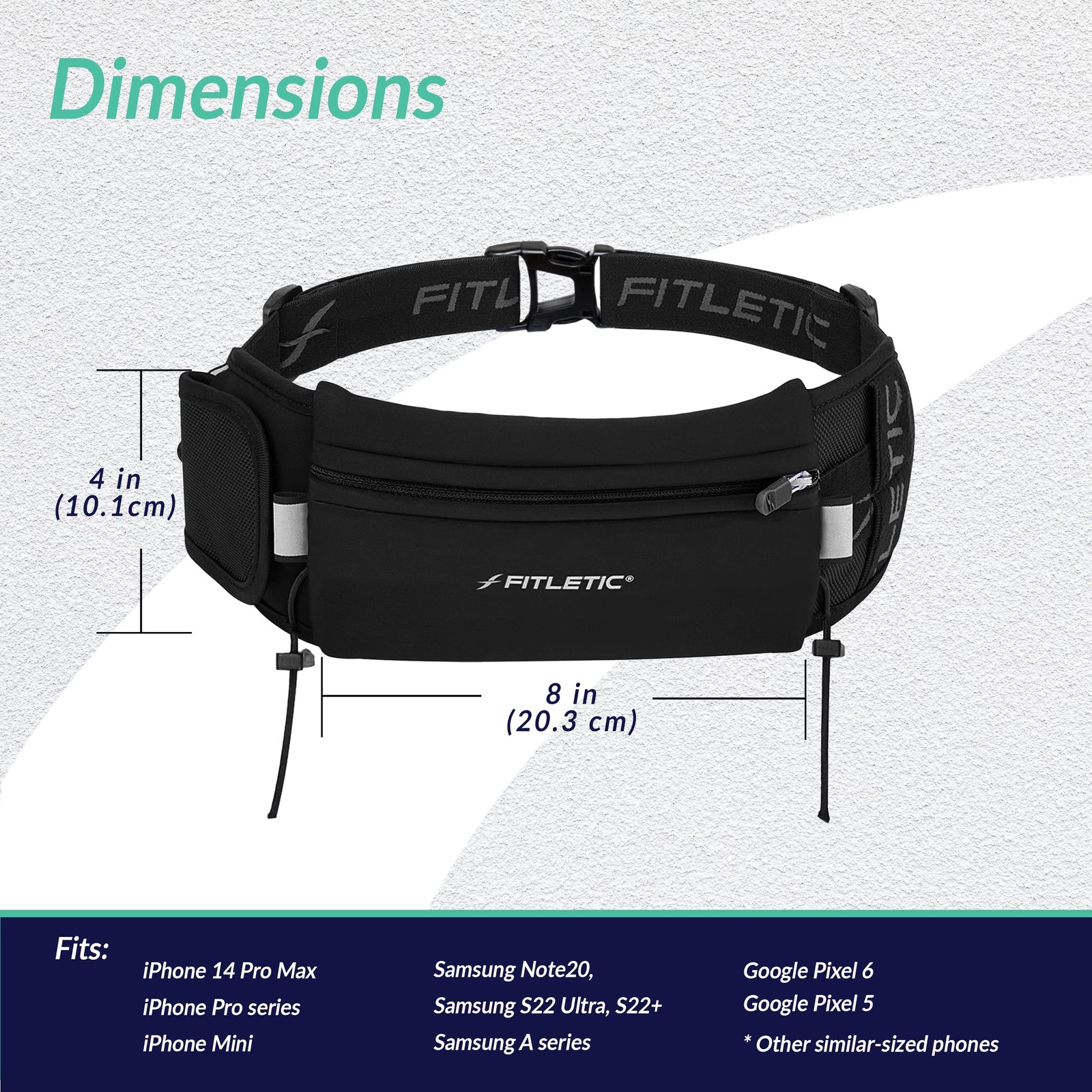 Fitletic Running Belt with Side Pocket, Loops for Energy Gels, Race Bib Number