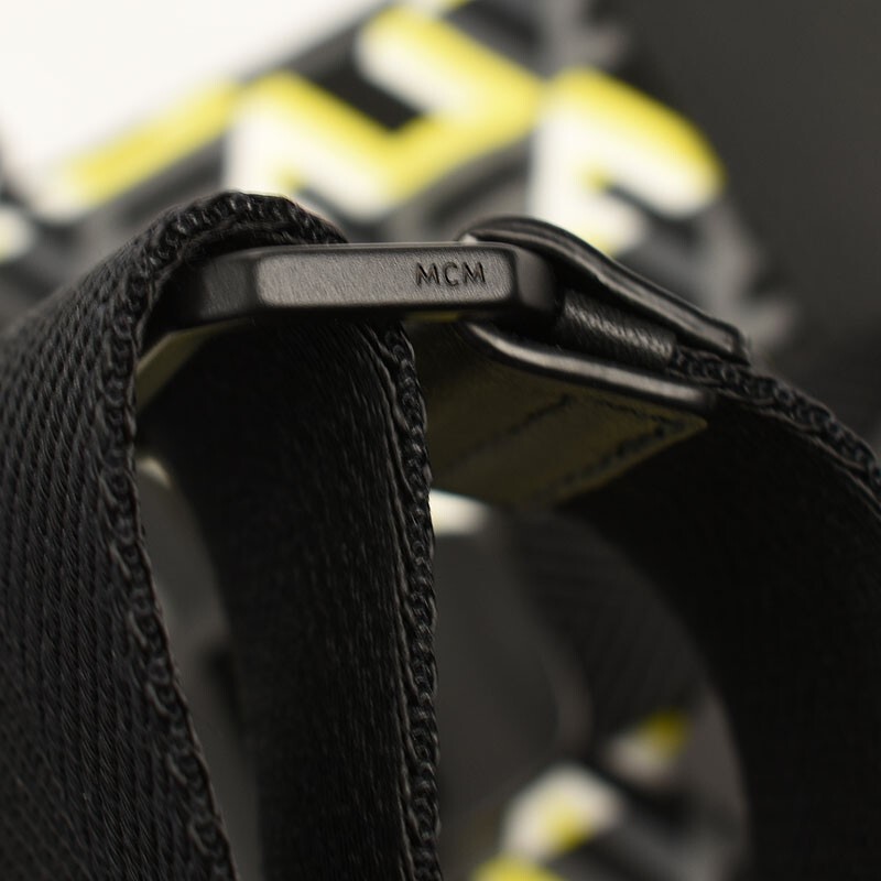 MCM Yellow Black CUBIC MONOGRAM LOGO Small Nylon Crossbody Bag NWT
