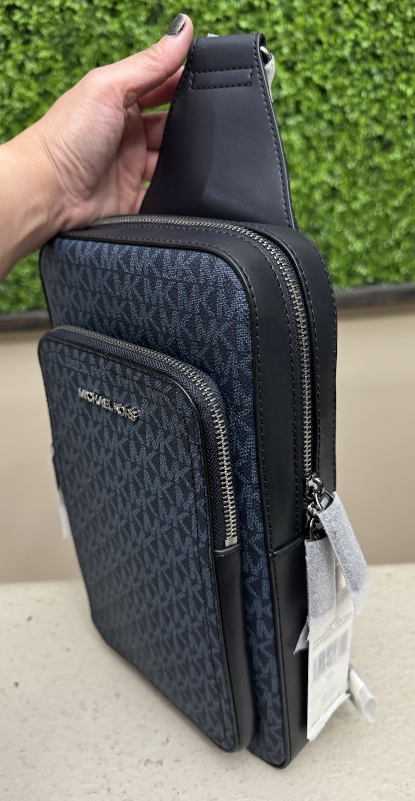 Michael Kors Cooper Slim Commuter Logo Sling Pack Backpack Blue