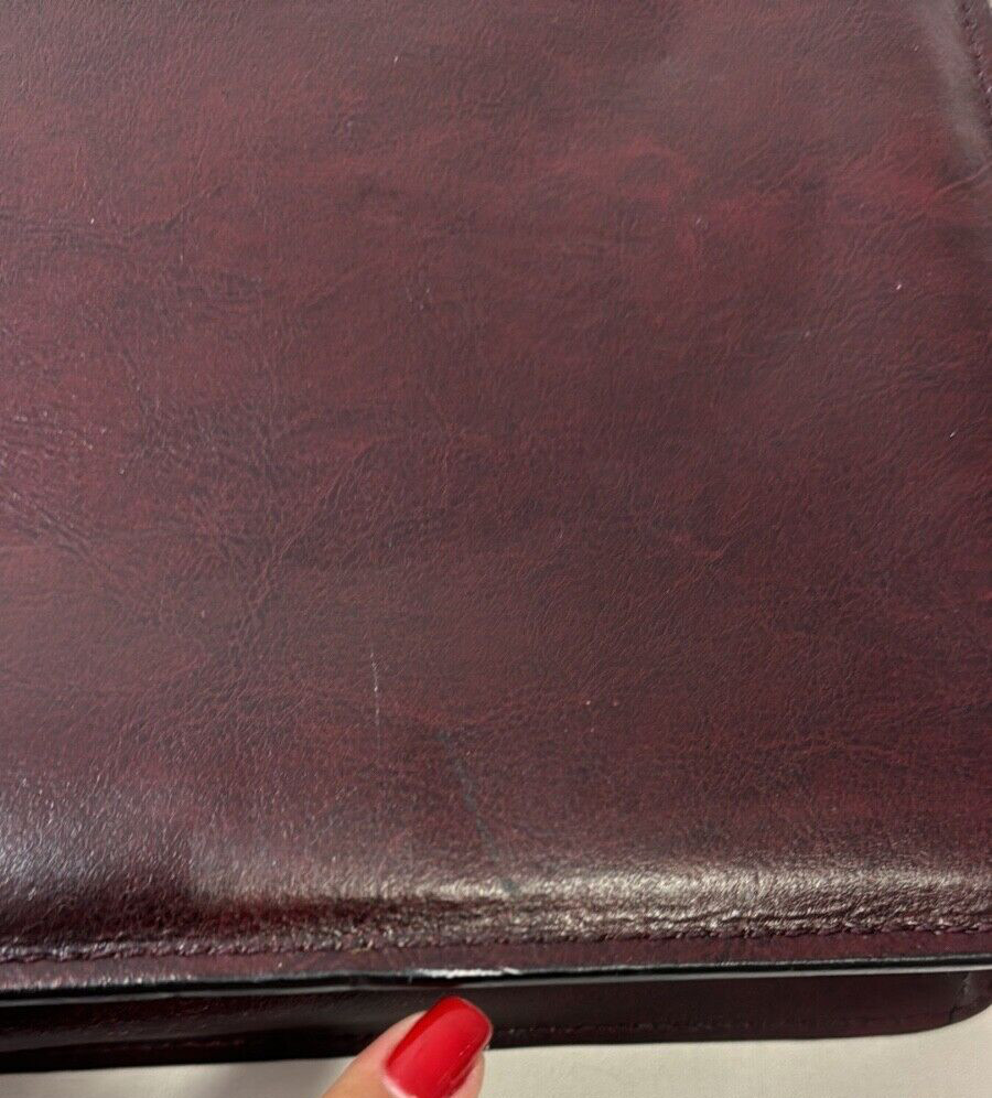 Protocol Portfolio Briefcase Split Leather Double Gusset Burgundy Red Brown