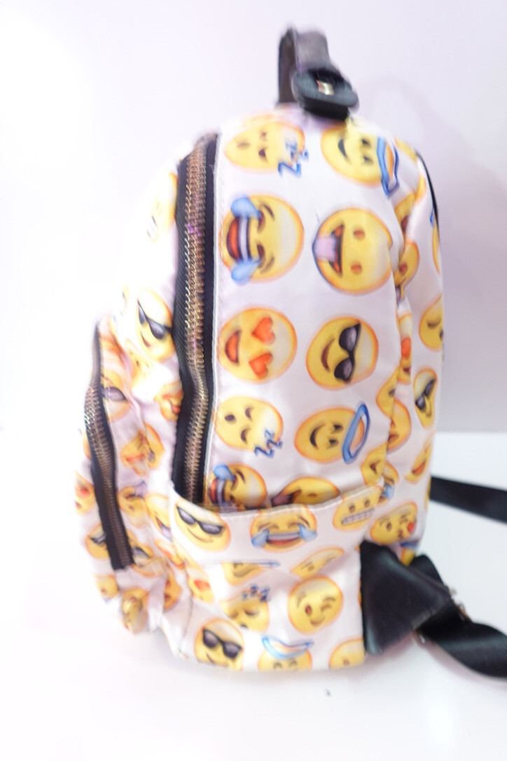 Medium Size Yellow Emoji MMS Back Pack 3 Zip Comp Black/White Stripe Lining