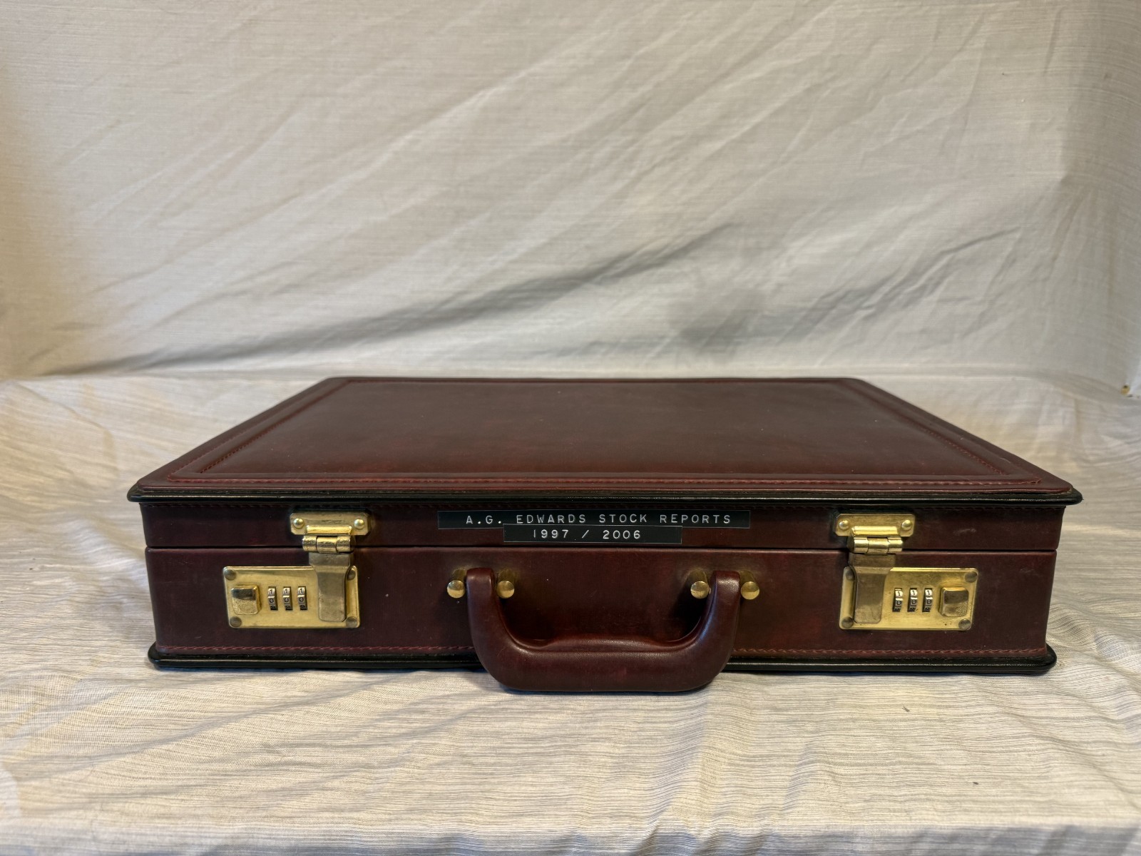 Vintage Reed Genuine Leather Attache Briefcase Locking Brown Executive Case 18”