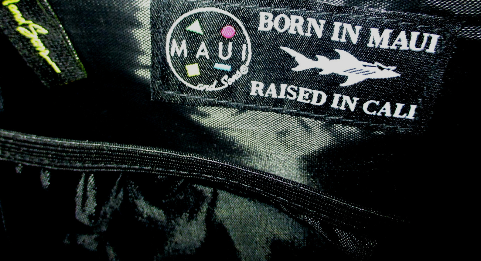 MAUI AND SONS SHARKS ALL OVER DRAWSTRING BLACK BAG SACK PACK BACKPACK