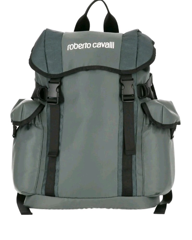 Roberto Cavalli Casual Sport Utility Logo Backpack Green
