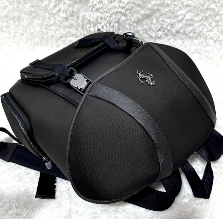 Ferrari Purosangue Black Leather Backpack with Storage Bag Original Genuine