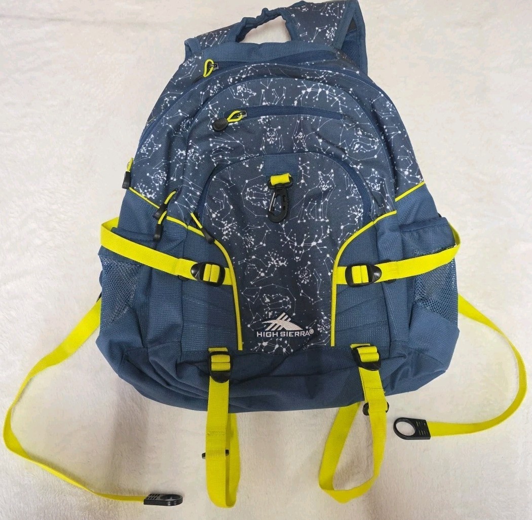 High Sierra Blue Yellow Backpack School Travel Bag Bookbag