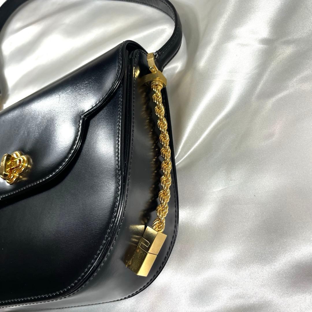 Authentic Bally Leather Shoulder Bag Black 6.5in Compact Vintage Purse