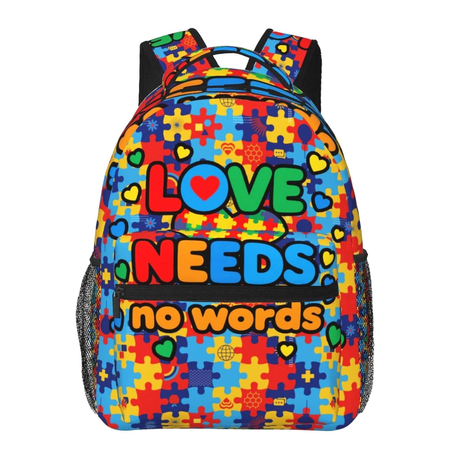 Autism Awareness Lightweight Travel Backpack With Zipped Front Pocket Printed…
