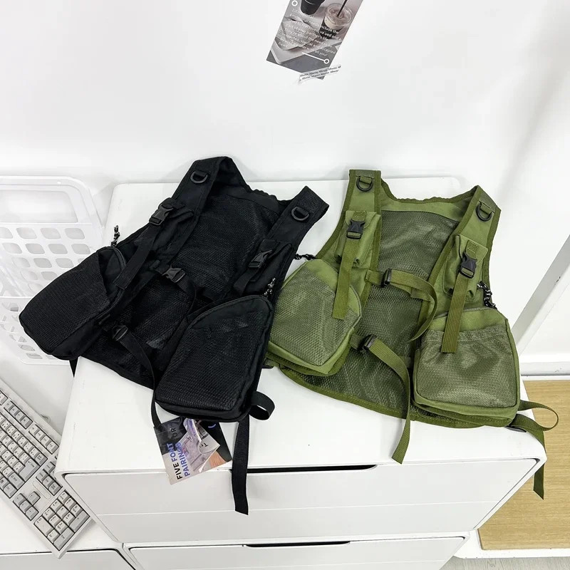 Man Exercise Waistcoat Bag Multi-pocket Chest Pack Unisex Hip Hop Streetwear Bag